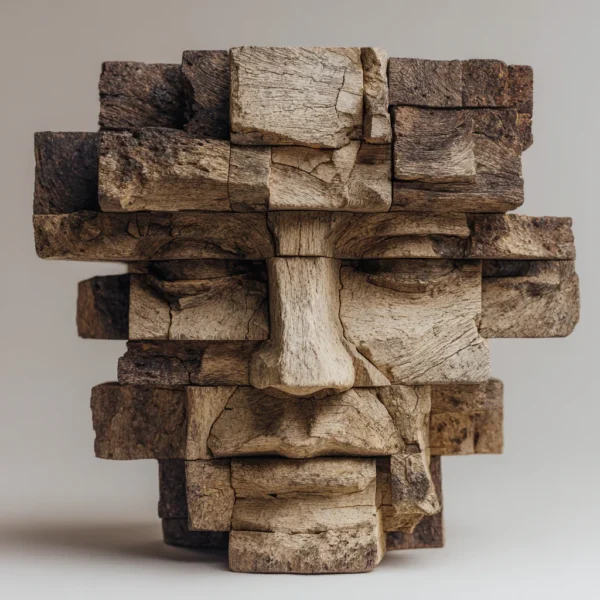 Ancestral Block: The Weathered Visage| Wood Sculpture