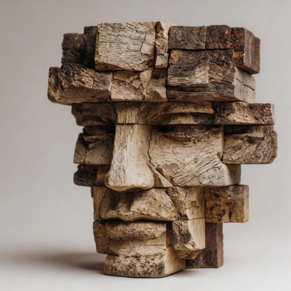 Ancestral Block: The Weathered Visage| Wood Sculpture