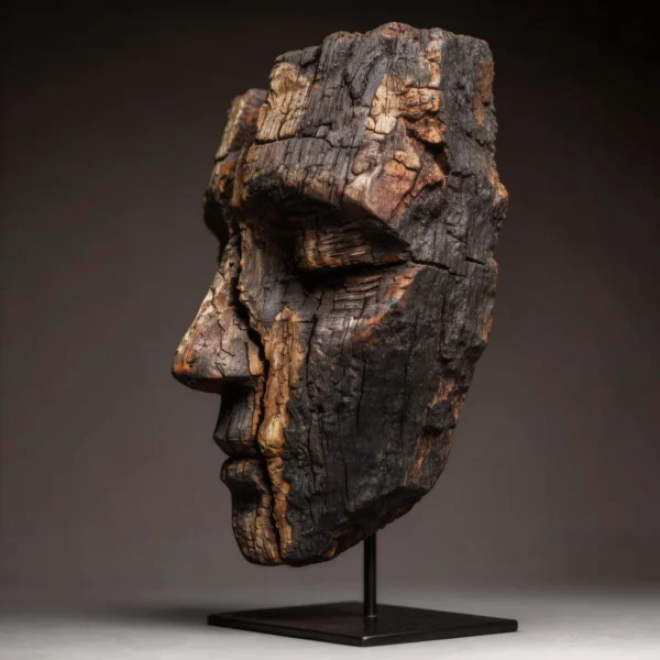 Ancestral Split Wooden Mask Sculpture Wood Sculpture