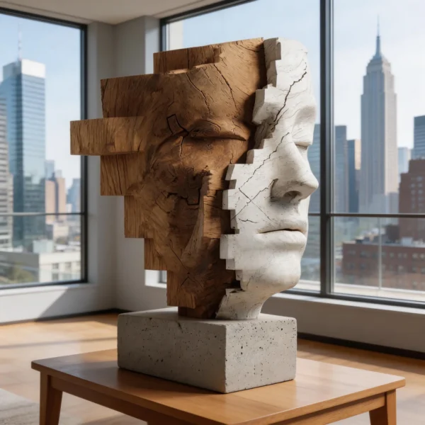 Fragmented Duality l Wood Sculpture