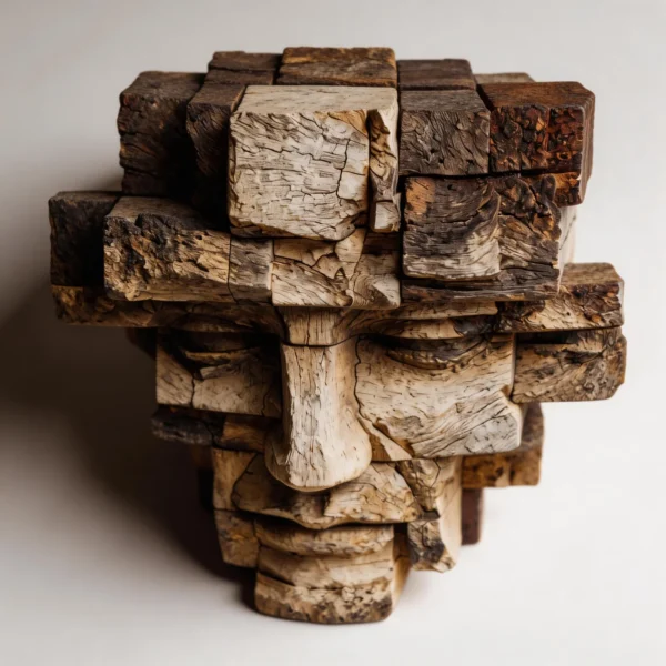 Ancestral Block: The Weathered Visage| Wood Sculpture