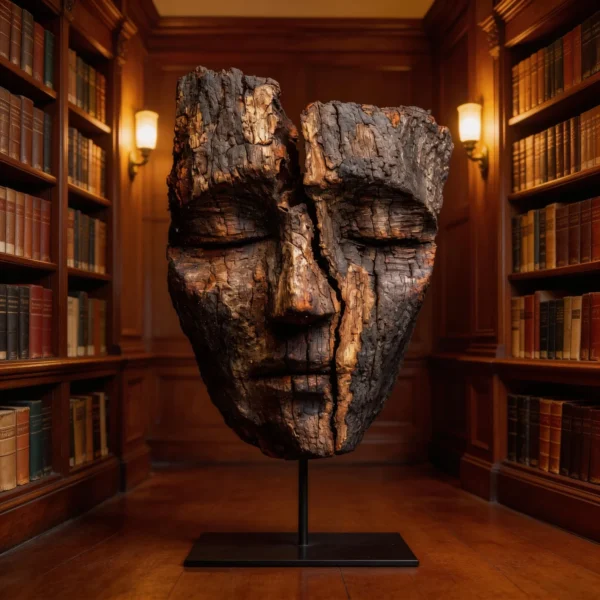 Ancestral Split Wooden Mask Sculpture Wood Sculpture